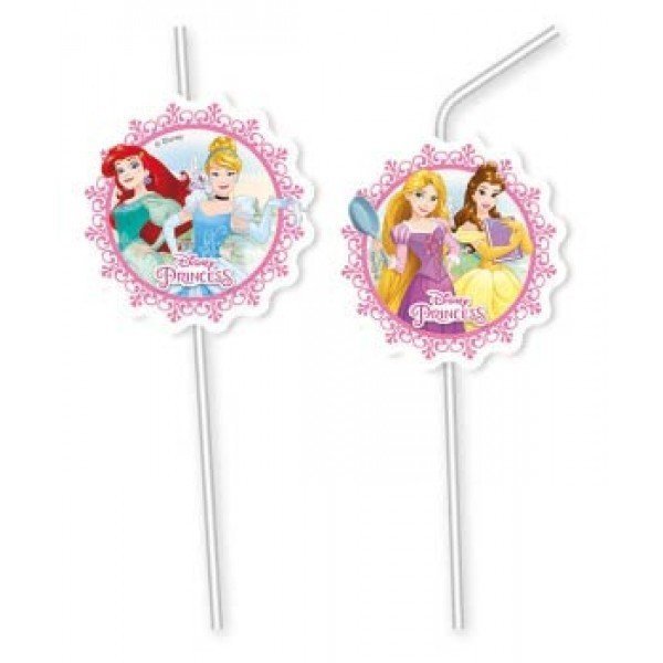 Medallion Flexi Drinking Straws Princesses Heart Strong /6Pcs