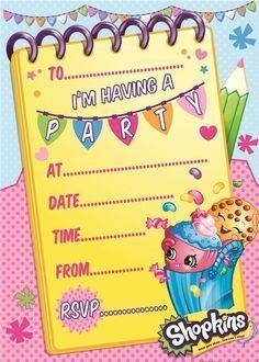 Shopkins Party Invitations /20Pcs