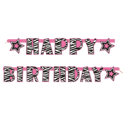 Zebra Passion Happy Birthday Jointed Banner