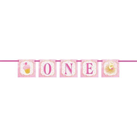 Pink Gold 1st Birthday Block Banner