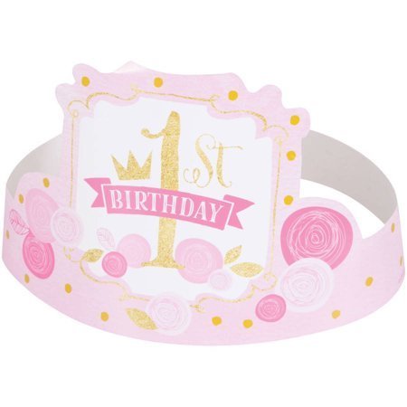 Pink Gold 1st Birthday Party Hats /6pcs