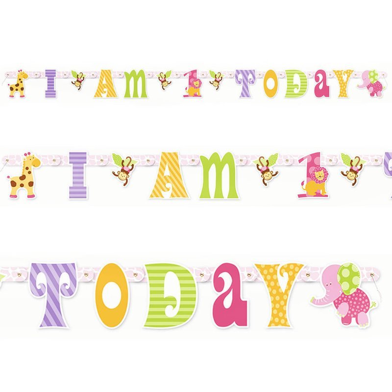 Pink Safari 1st Birthday Jointed Banner /1Pc Pink Safari 1st Birthday Jointed Banner /1Pc