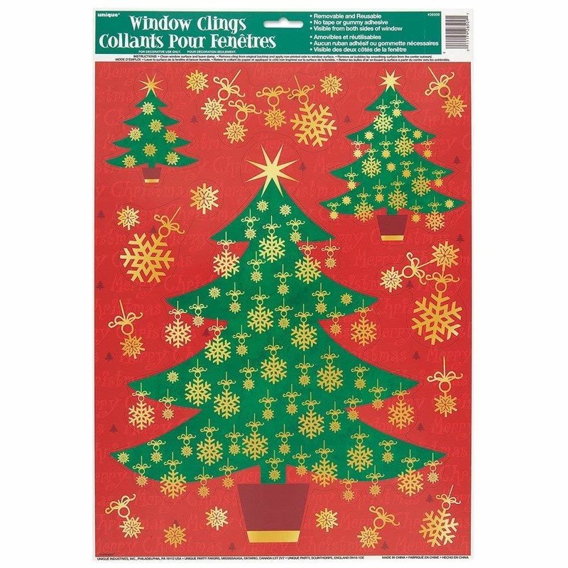 Golden Christmas Window Clings /6Pcs Golden Christmas Window Clings /6Pcs