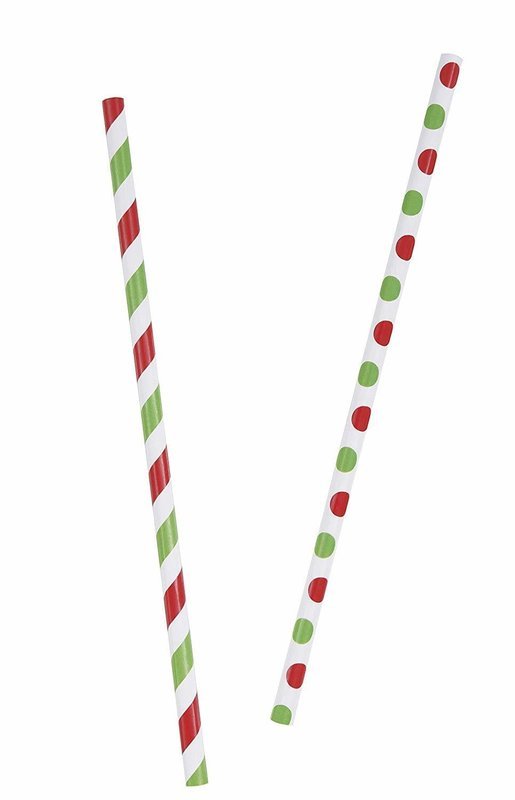Red/Green Stripe/Dot Paper Straws /10Pcs Red/Green Stripe/Dot Paper Straws /10Pcs