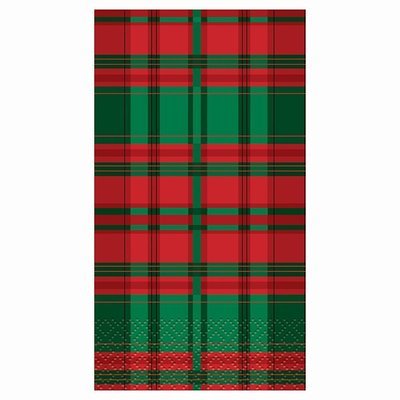 Poinsettia Plaid Guest Napkins /16Pcs