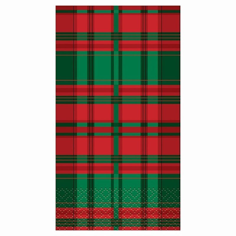 Poinsettia Plaid Guest Napkins /16Pcs Poinsettia Plaid Guest Napkins /16Pcs