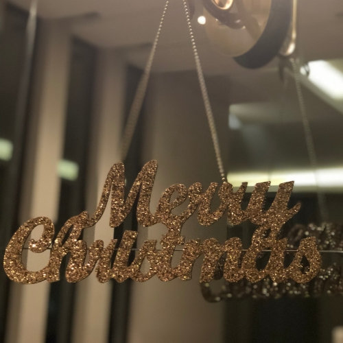 Large Gold Merry Christmas Hanging Decoration