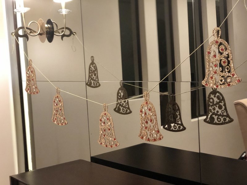 Gold Red Jewel Bells String Banner Gold Red Jewel Bells String Banner