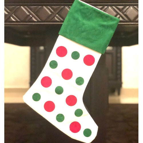 Christmas Stocking Polka Dot Green Red Christmas Stocking Polka Dot Green Red