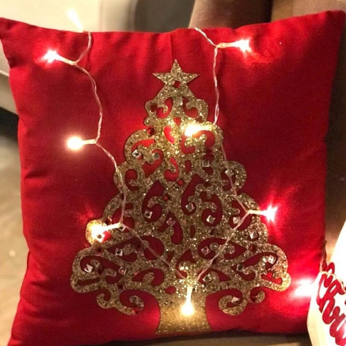 Christmas Cushions Christmas Tree & Red Merry Christmas Set Of 2