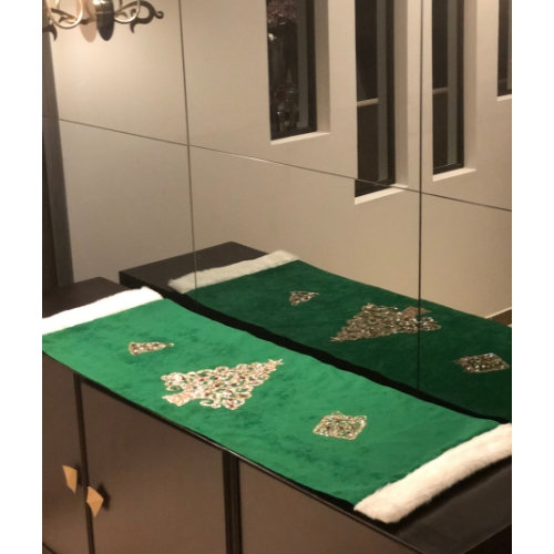 Christmas Runner Green With Tree & Ornaments Christmas Runner Green With Tree & Ornaments