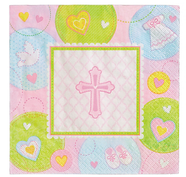 Lunch Napkins Sweet Christening Pink /16Pcs