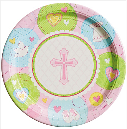 Plates Sweet Christening Pink /8Pcs