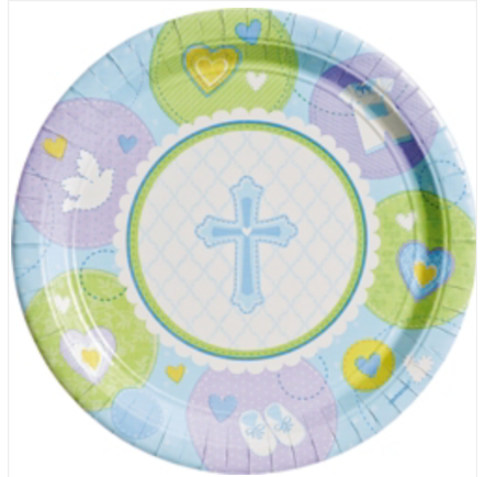 Plates Sweet Christening Blue /8Pcs