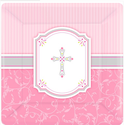 Plates Square Blessings Pink /8Pcs