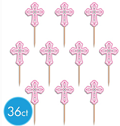 Party Picks Religious Pink /36Pcs Party Picks Religious Pink /36Pcs