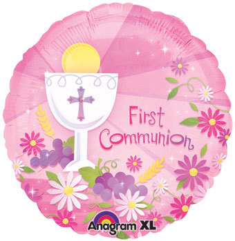 First Communion Foil Balloon Pink