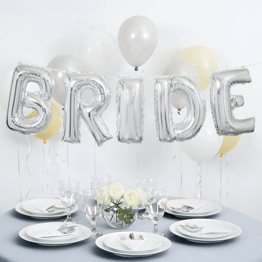 Bride Letter Foil Balloons Banner Silver