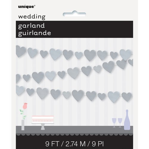 Silver Hearts Paper Garland