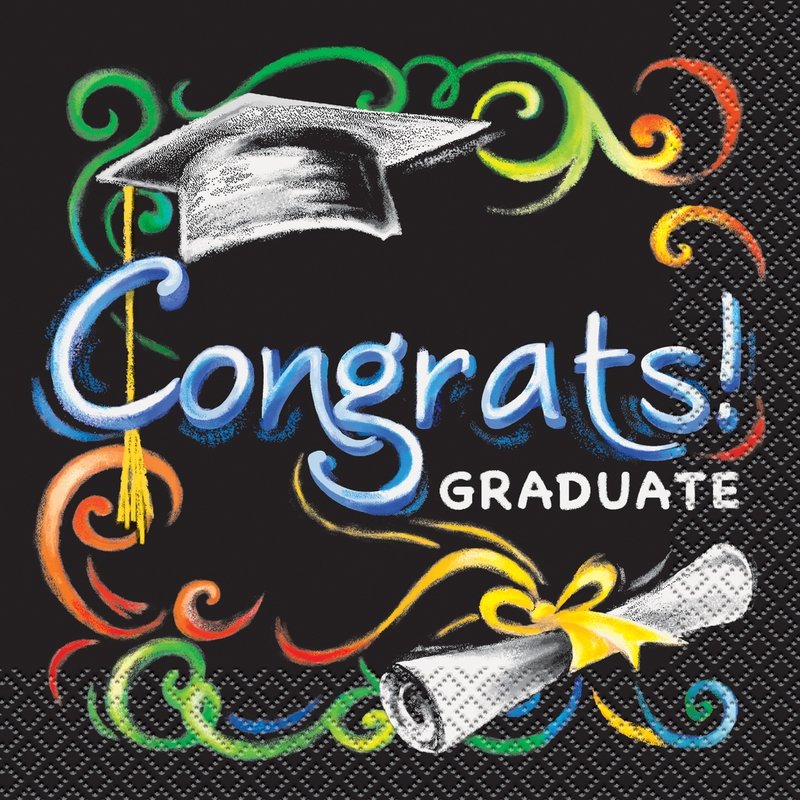 Chalkboard Grad Lunch Napkins /16Pcs