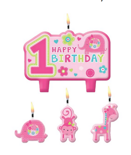 Candle Birthday Set One Wild Girl /4Pcs
