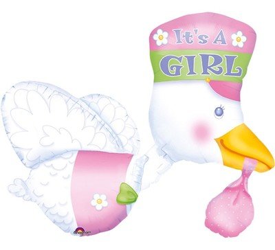 3D Stork Multi Foil Balloon It&#39;s a Girl