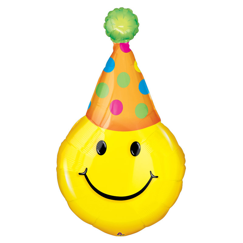 Supershape Party Hat Smiles Foil Balloon