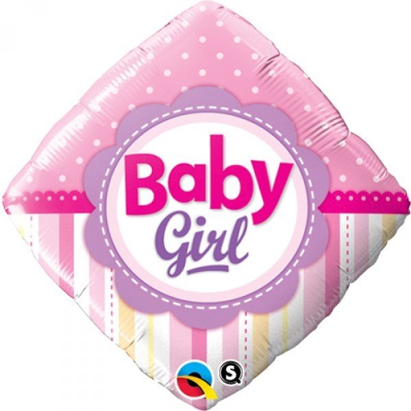 Square Baby Girl Dots And Stripes Foil Balloon