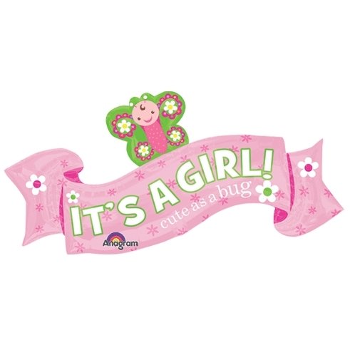 Supershape It&#39;s a Girl Pink Banner Foil Balloon