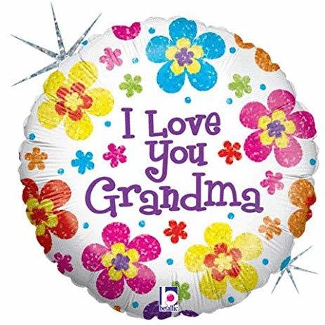 Love You Grandma Flowers Foil Balloon