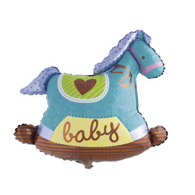 Supershape Baby Blue Rocking Horse Foil Balloon