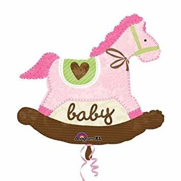 Supershape Baby Pink Rocking Horse Foil Balloon
