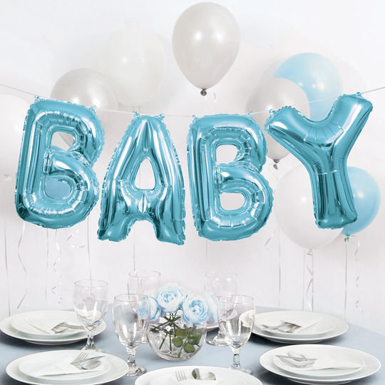 Blue Baby Letter Foil Balloons Banner