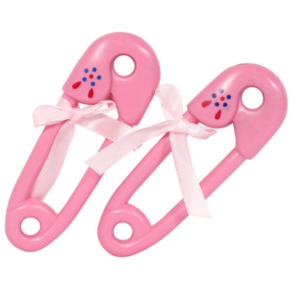 Pink Ribbon Baby Pin Favors /4Pcs