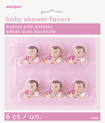 Baby With Bottle Pink Favors /6Pcs