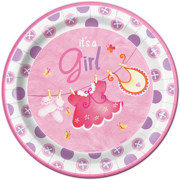 Pink Clothesline Plates /8Pcs