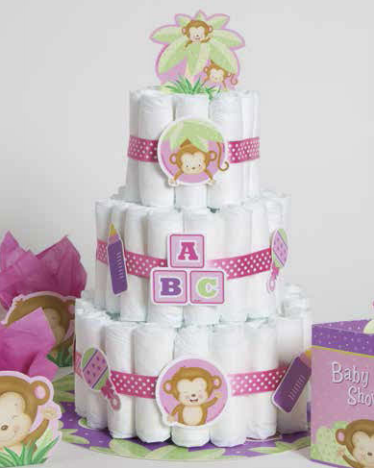 Girl Monkey Diaper Cake Kit