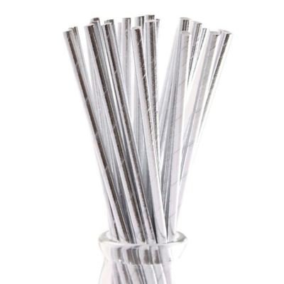 Silver Foil Paper Straws /25Pcs