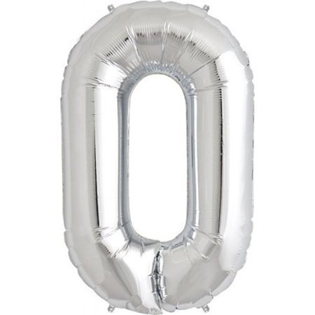 Large Number 0 - Silver Foil Balloon