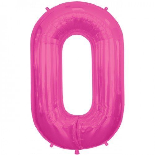 Large Number 0 - Magenta Foil Balloon