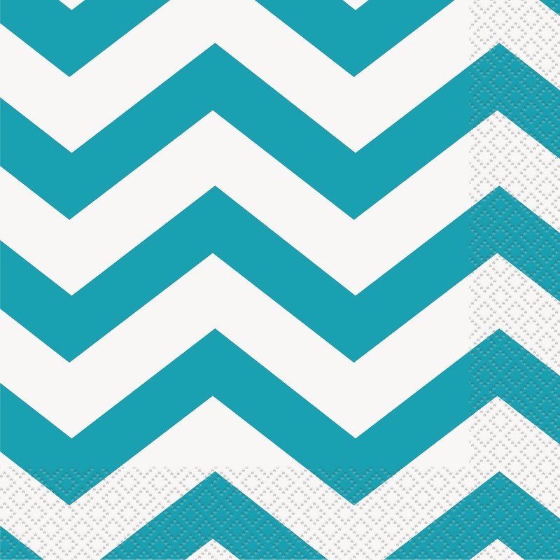 Caribbean Teal Chevron Lunch Napkins /16Pcs