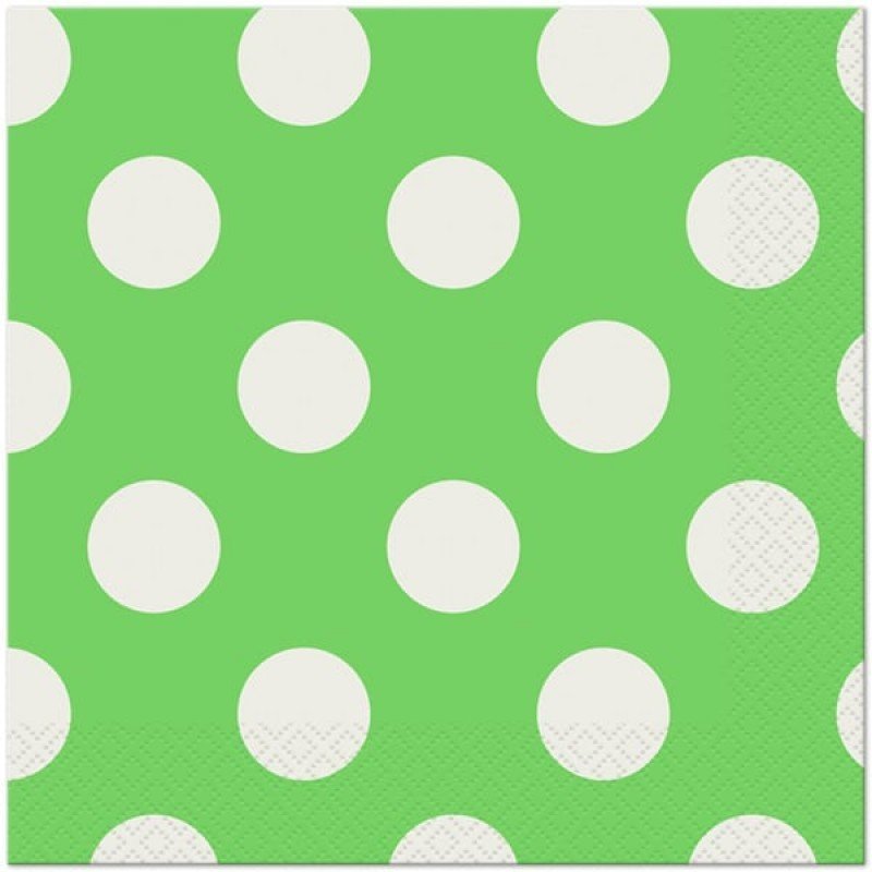 Lime Green Dot Lunch Napkins /16Pcs