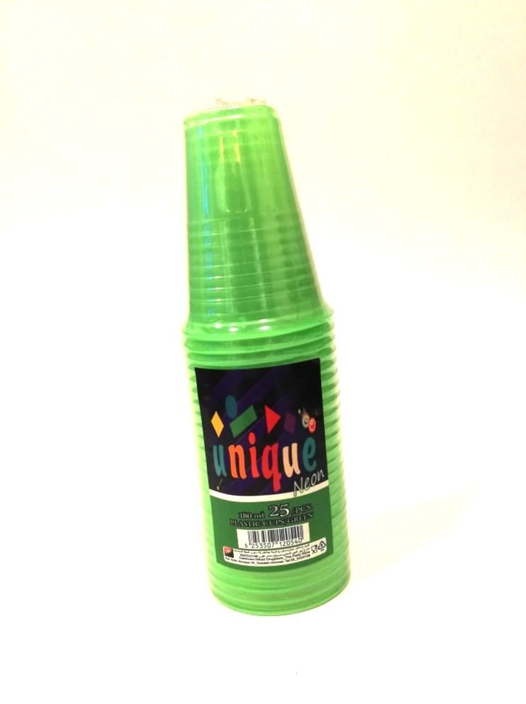 Plastic Cups Neon Green /25Pcs