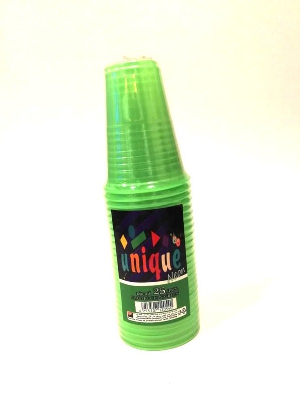 Plastic Cups Neon Green /25Pcs