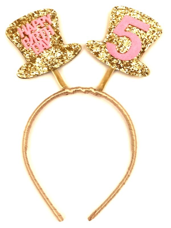 Happy Birthday Gold Pink Headband No. 5 /1Pc