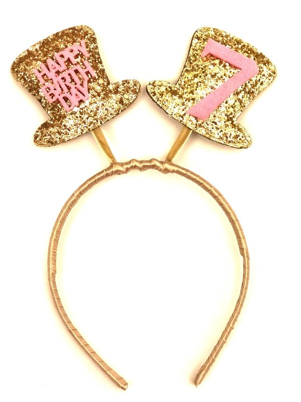 Happy Birthday Gold Pink Headband No. 7 /1Pc