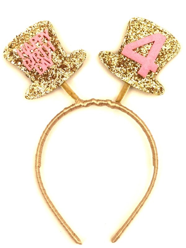 Happy Birthday Gold Pink Headband No. 4 /1Pc