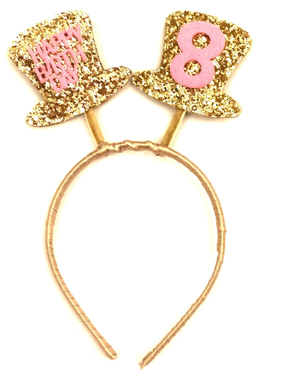 Happy Birthday Gold Pink Headband No. 8 /1Pc