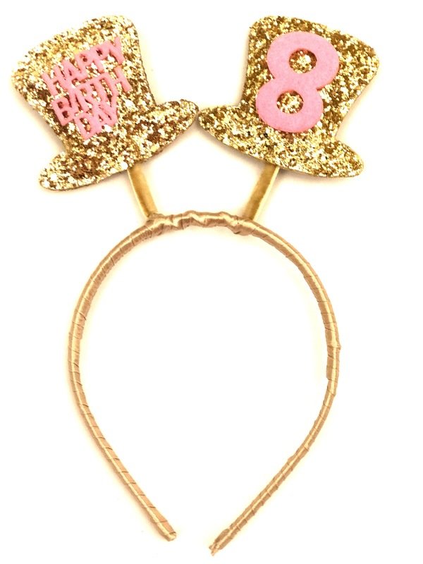 Happy Birthday Gold Pink Headband No. 8 /1Pc