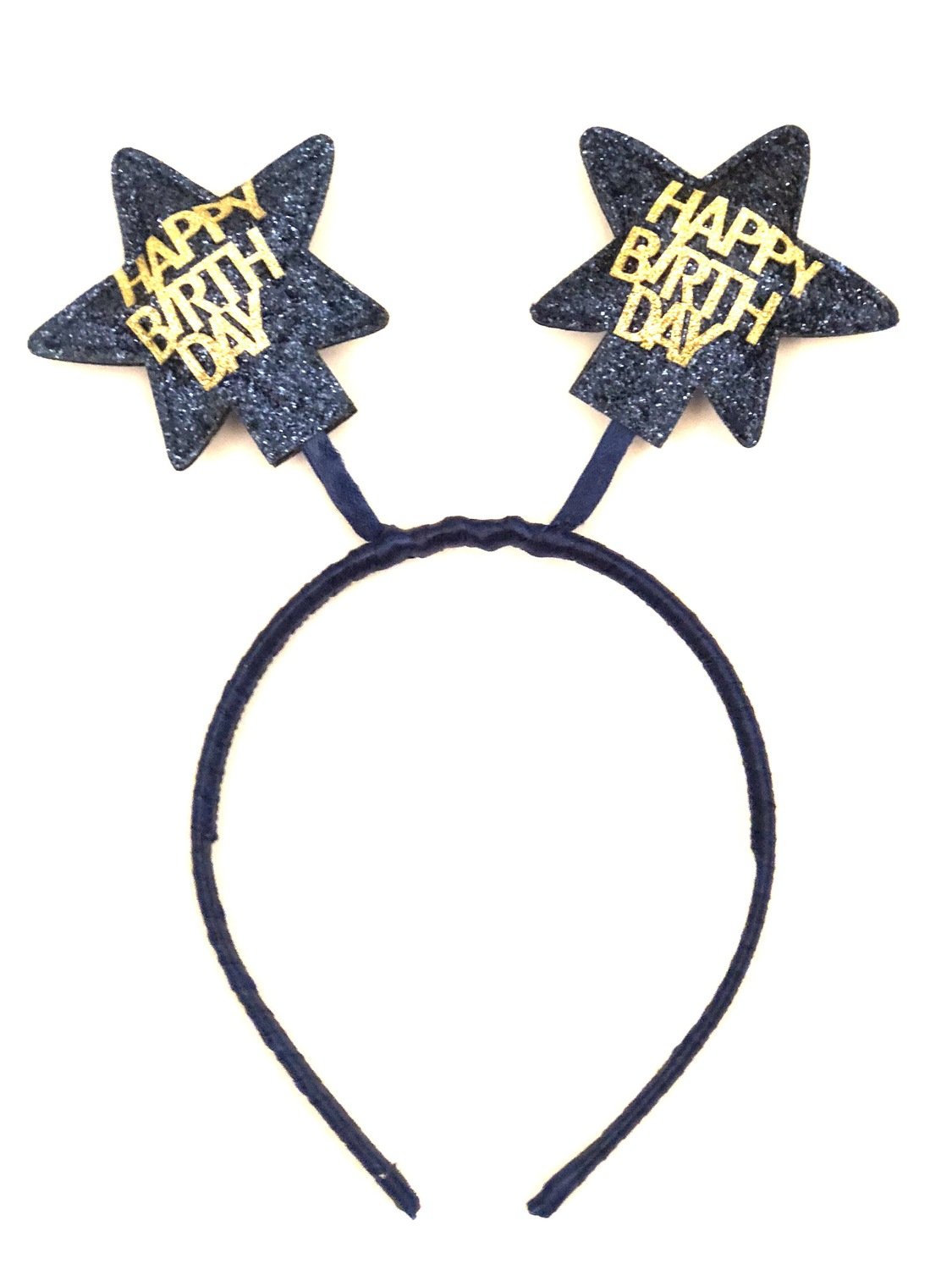 Happy Birthday Stars Navy Gold Headband /1Pc